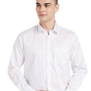 Amazon Brand - Symbol Men's Solid Cotton Formal Shirt | Plain | Full Sleeve - Regular Fit